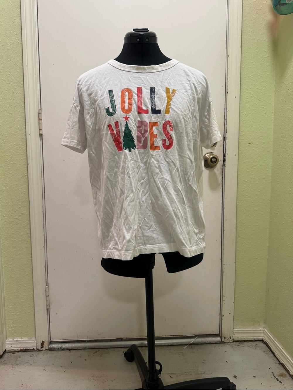 Old Navy White Graphic Tee with Multicolor Print M